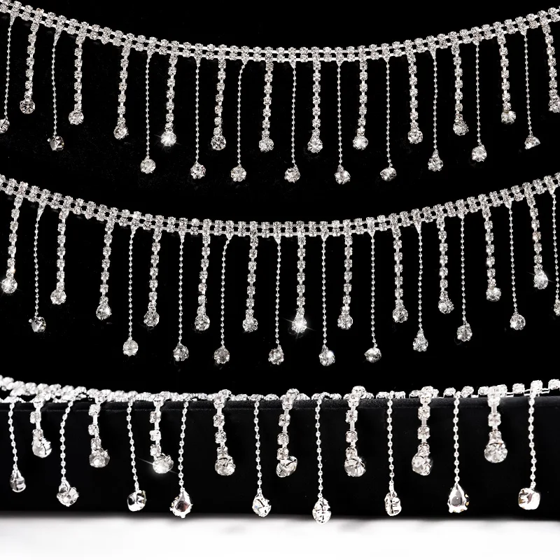 

Стеклянная фрикционная Хрустальная цепочка «сделай сам», 40 см/90 см, стразы, кисточки, свадебное украшение, пришитое искусственное украшение для ожерелья