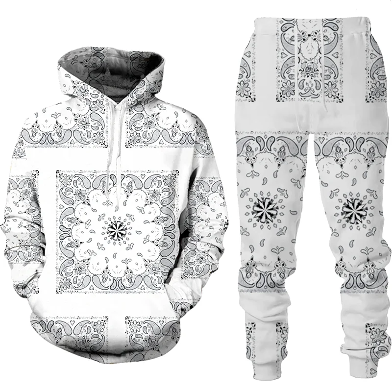 

Женский комплект из 2 предметов, свитер с капюшоном и брюки большого размера с 3D-принтом Пейсли в стиле барокко, одежда для мужчин и женщин, весна-осень