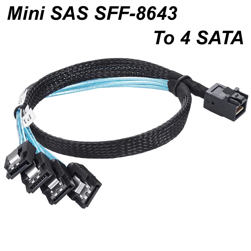 

0.5M/1M Mini SAS HD 12G SFF-8643 SFF8643 To 4 SATA Cable Internal SFF 8643 Motherboard Controller SATA Hard Drive Server Cable