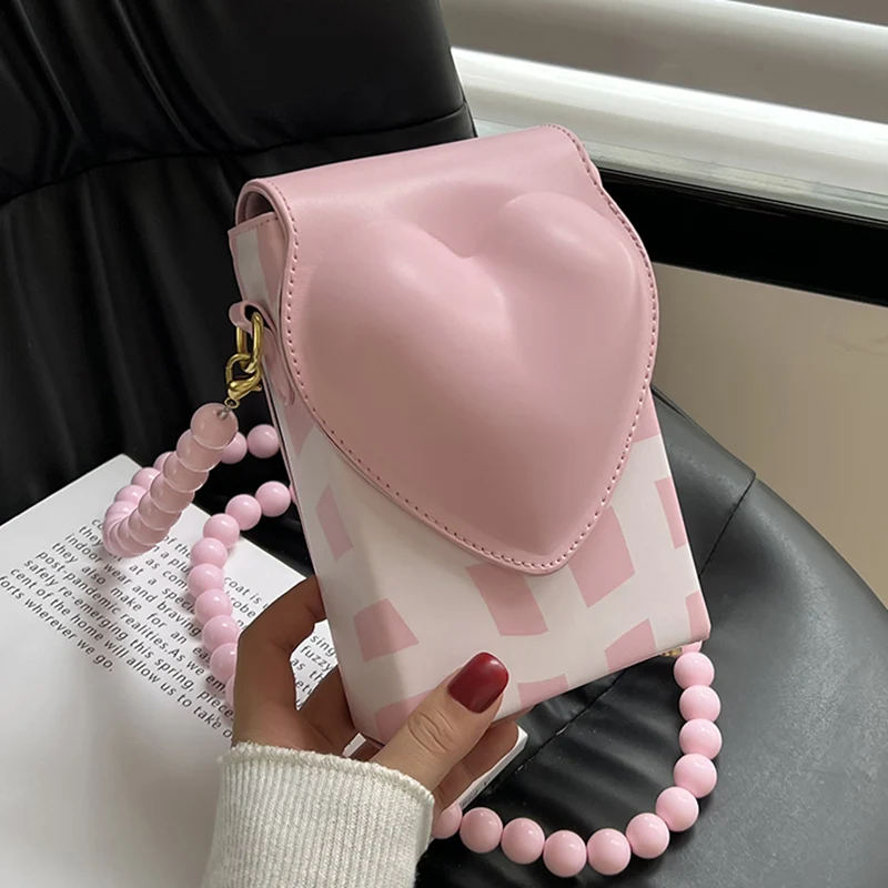

2022 Korean Women Pink GreenSmall Shoulder Bags Lady PU Leather Chain Sling Bag Brand Designer Phone Wallet Female Crossbody Bag