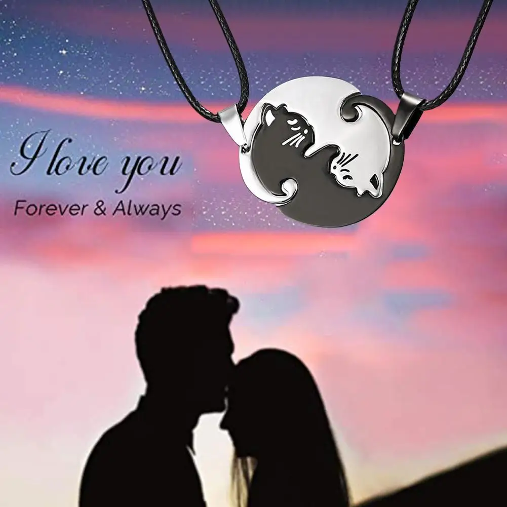 Ожерелье с подвеской в виде животного черный белый кот простой подарок дружбы