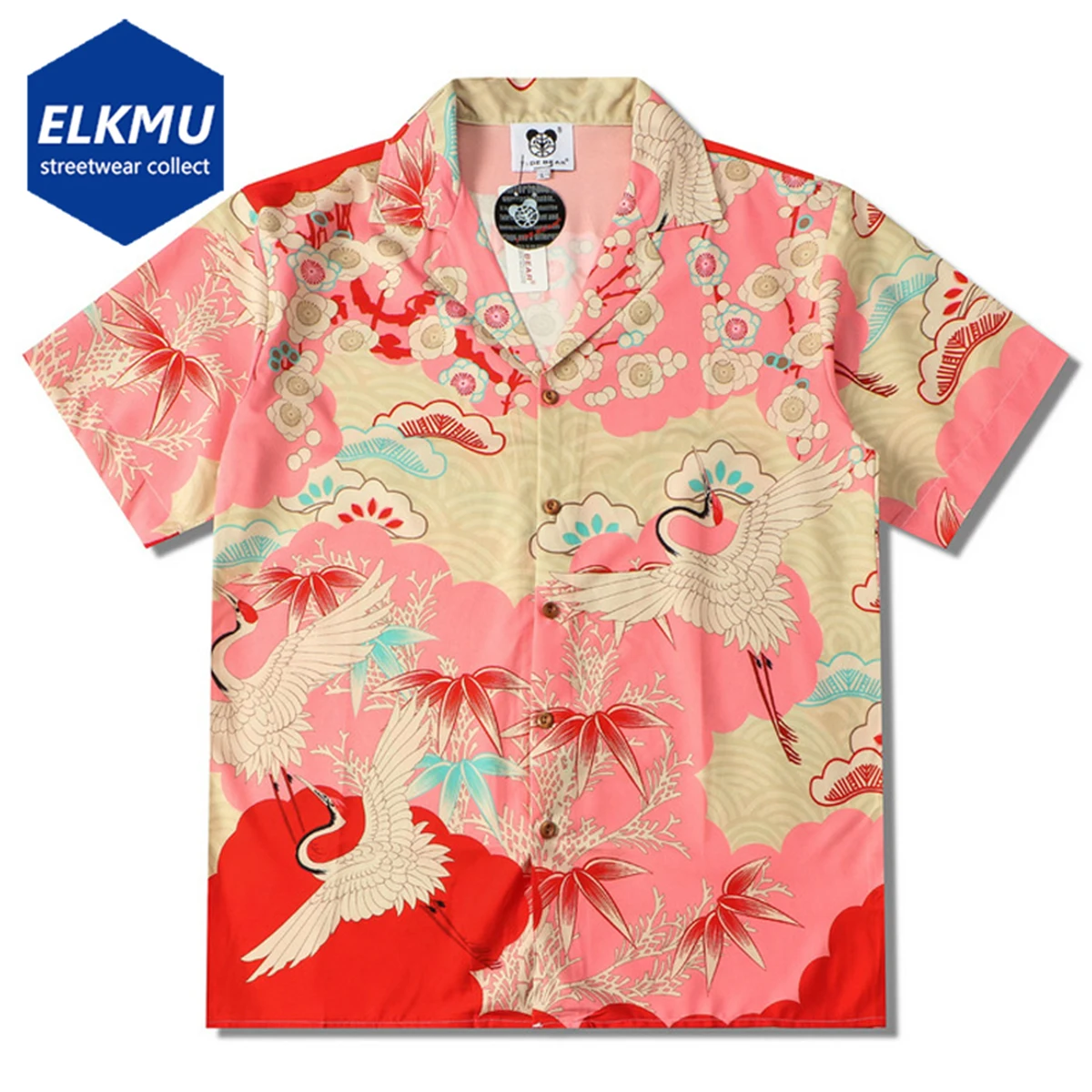 

Рубашка мужская с принтом, уличная одежда в стиле хип-хоп, блузка на пуговицах с коротким рукавом в стиле Харадзюку, на лето