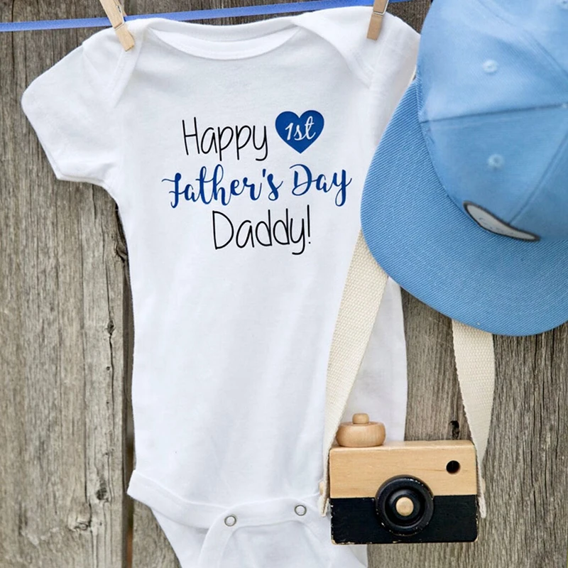 

Happy 1st first Father's Day daddy baby girl boy twins Onesie Bodysuit New dad baby shower Son daughter Gift present Decoration