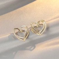 creative laminated staggered gold peach heart micro set zircon earrings for womens 2022 new girls fashion jewelry accessories