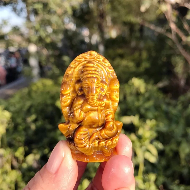 Фигурка Ганеши из тигрового глаза