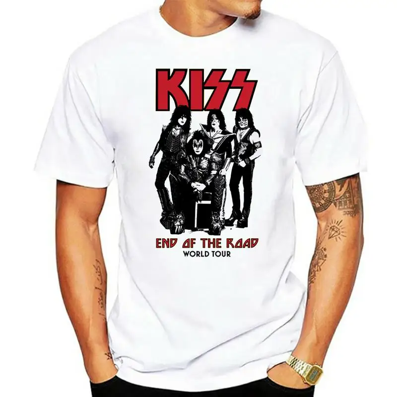 

Новая мужская футболка Kiss Band Rock End of The Road World Tour 2022 белая