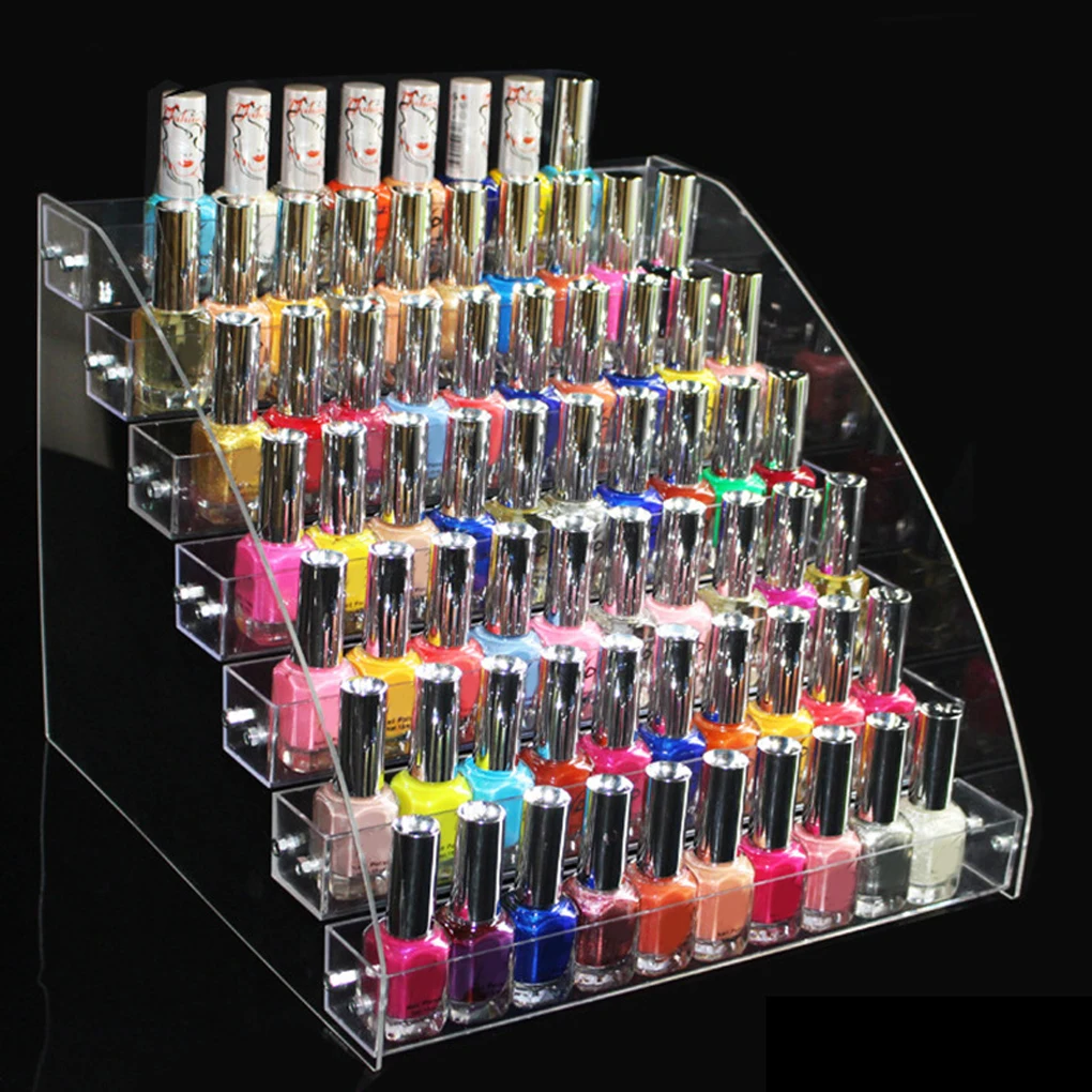 

Nails 7 Tier Polish Box Transparent Display Manicure Shelf Essential Glass Varnish Rack Holder Acrylic Organizer