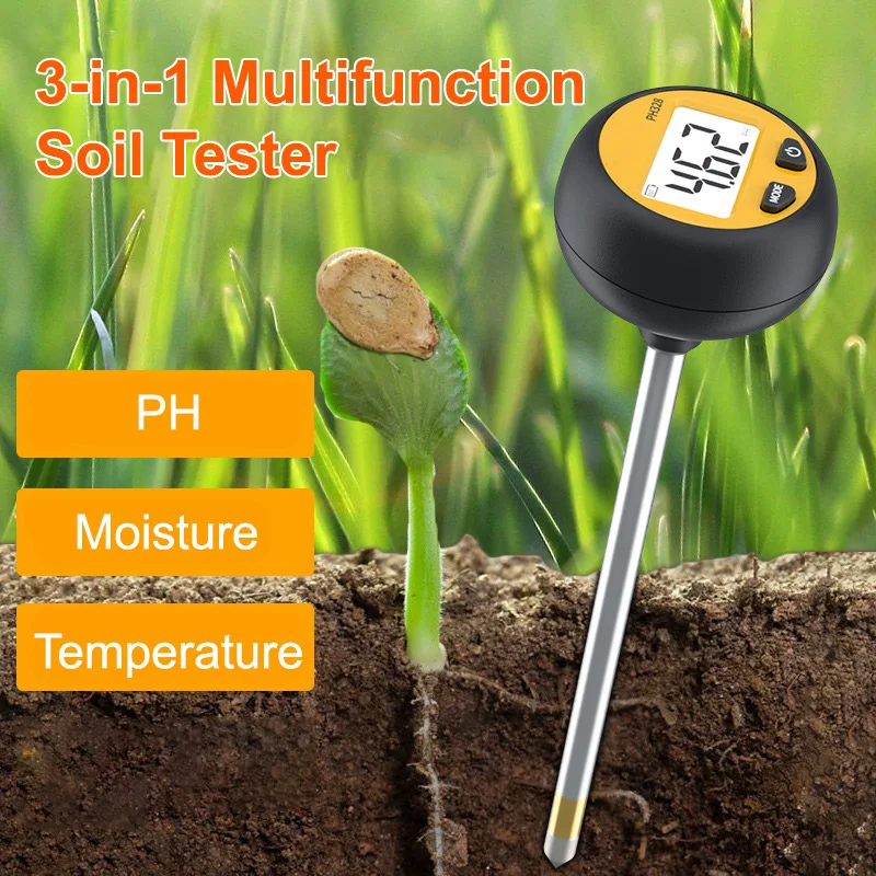 

Высокоточный цифровой 3-в-1 Тестер почвы, измерение температуры и влажности, PH садовый Датчик Тестер для садовых растений с подсветкой
