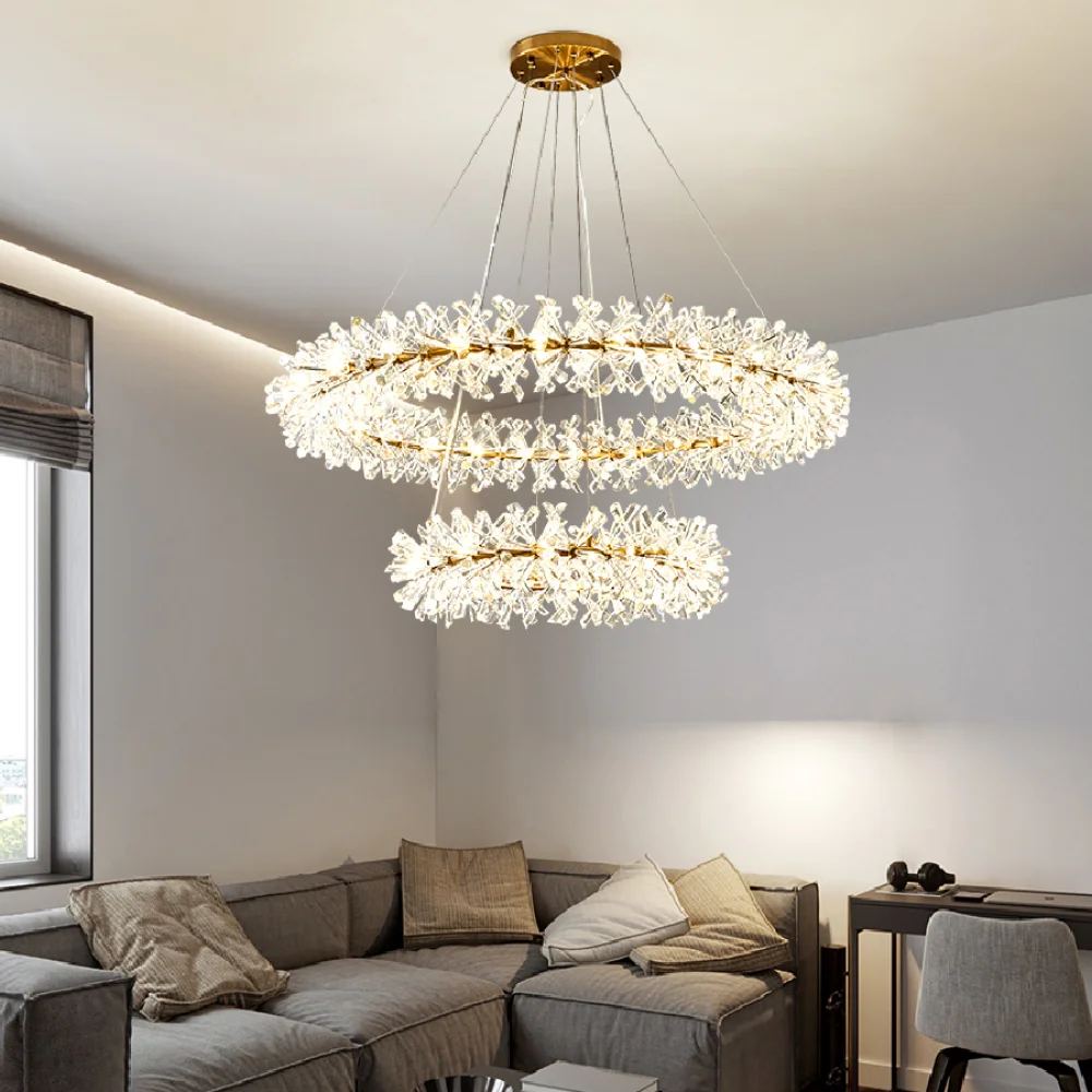 

LED pendant lamp Nordic modern Creative Art Crystal postmodern firefly circle luxury minimalist living dining bedroom light