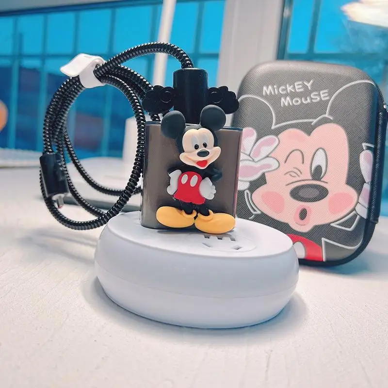 

Disney Mickey Minnie Charger Data Cable Headphone Line Protective Cover for Huawei Mate 30 40 Glory 50 66W Winding Rope With Bag