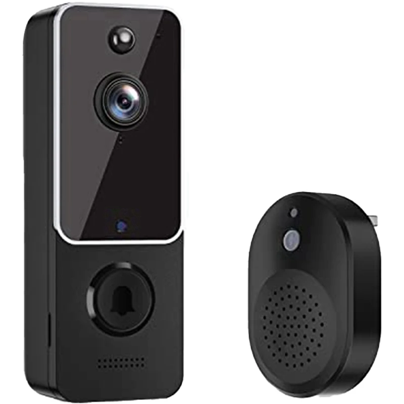 

Smart Video Doorbell Camera With Chime Doorbell Camera Black AI Smart Human Detection, Cloud Storage, HD Live Image