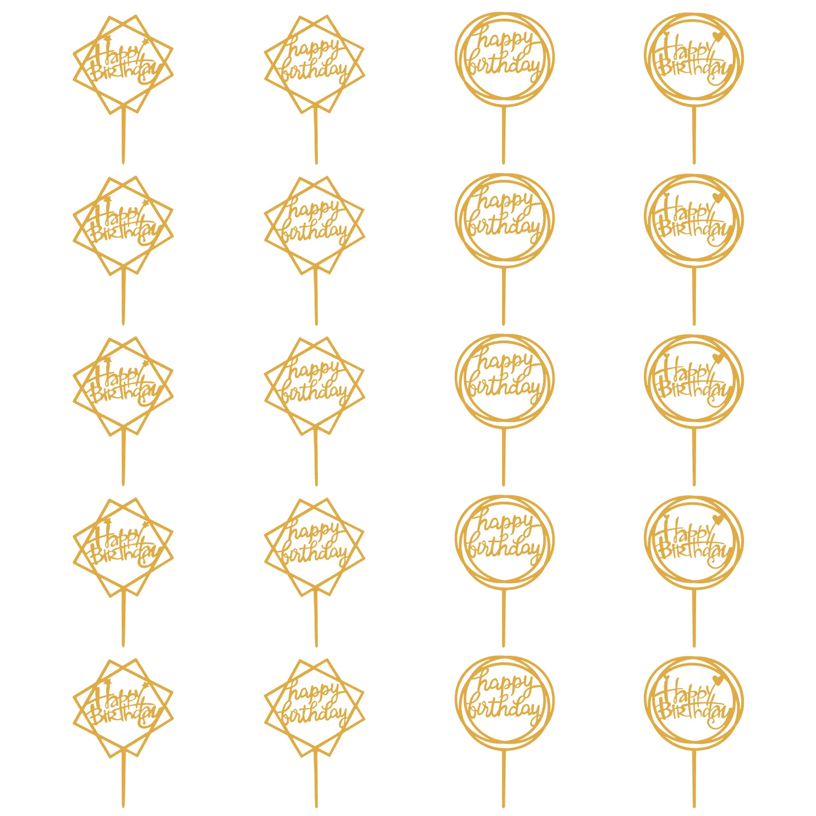 

20 Pcs Photo Props Decorative Cake Topper Square Fruit Cupcake Decoration Acrylic