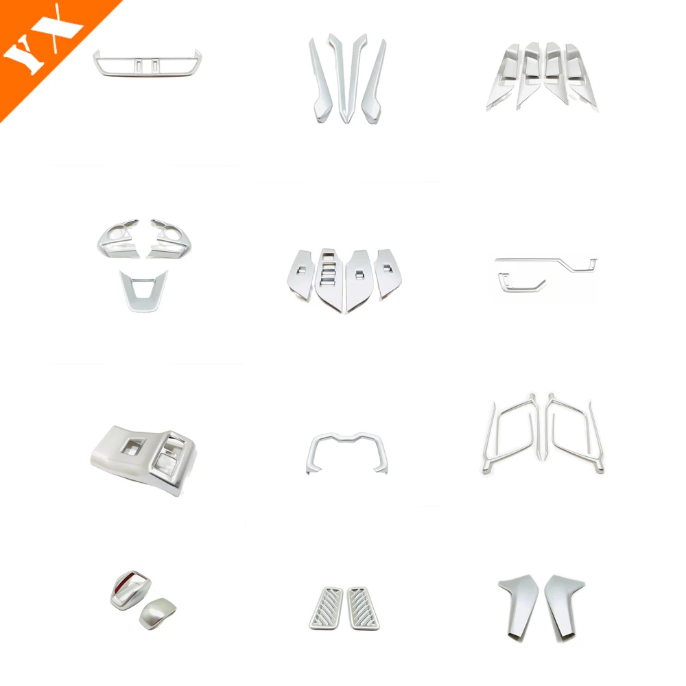 

Full Set Silver Trim Car Armrest Window Lift Central Console Gear Shift Water Cover For Toyota RAV4 XA50 2019-2023 Accessories