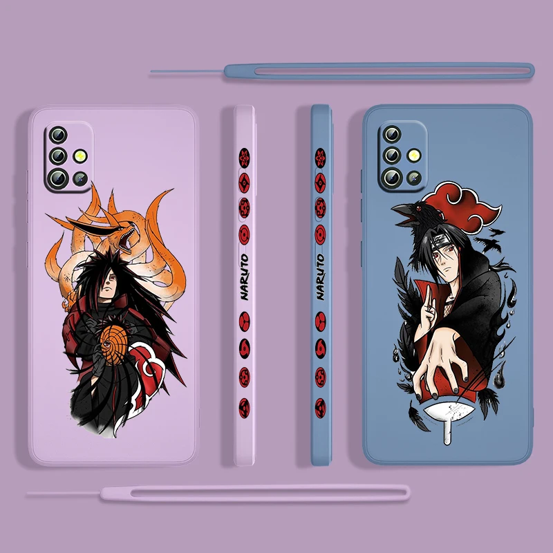 

Anime Naruto Akatsuki For Samsung Galaxy A73 A53 A33 A52 A32 A22 A71 A51 A21S A03S A50 4G 5G Liquid Left Rope Phone Case Cover