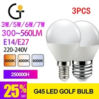 3pcs led bulb g45 e27 e14 ac 220v 240v led lamp 3w 5w 6w 7w warm cold white daylight lamp lighting for living room