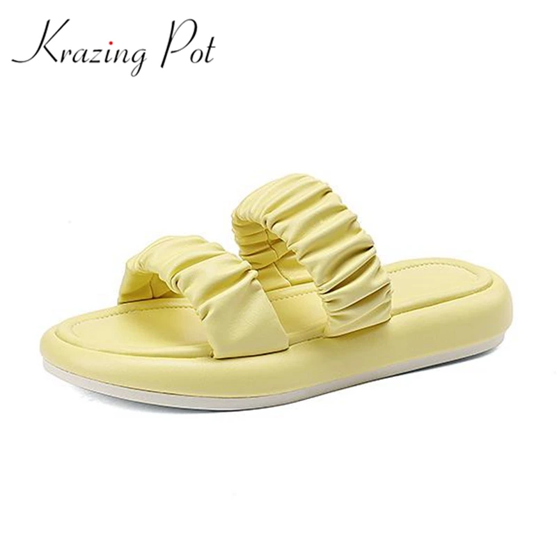 

Мюли Krazing Pot из микрофибры, с круглым носком, легкая в носке, уличная одежда, на низком каблуке, на платформе, летние шлепанцы без застежки, 2022