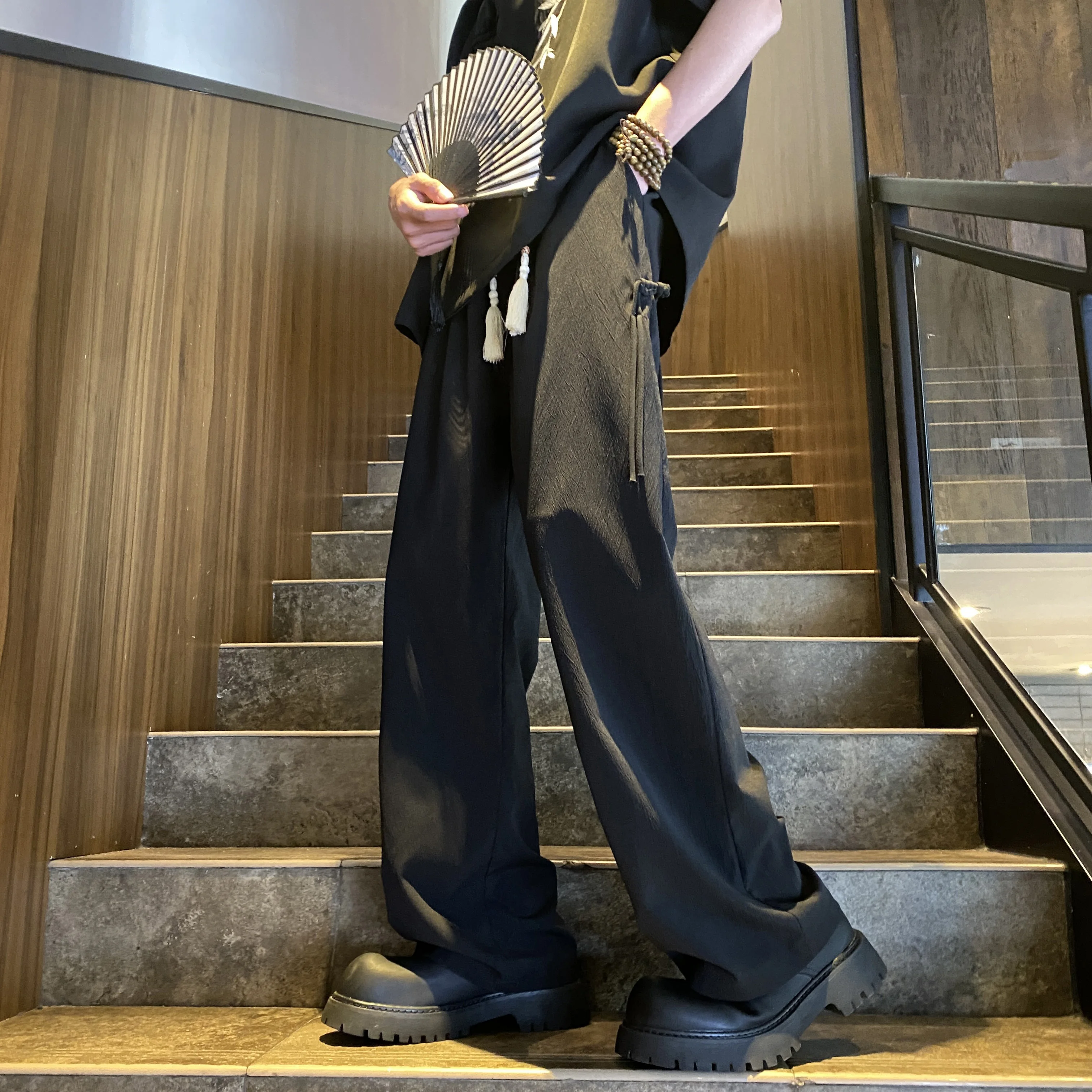 Летние новые дизайнерские Свободные повседневные брюки с китайской лентой