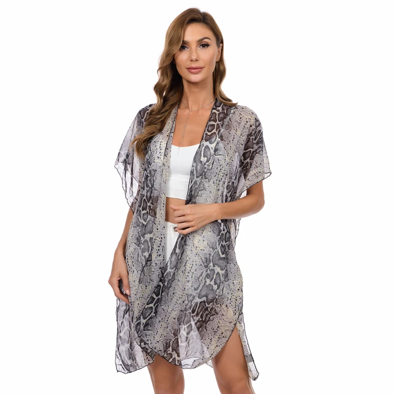 

Women Chiffon Beach Cover Up Tie Dye Beach Wrap Swing Batwing Sleeve Bohemia Swimwear Cover Up Beachwear Female Clothes 2022