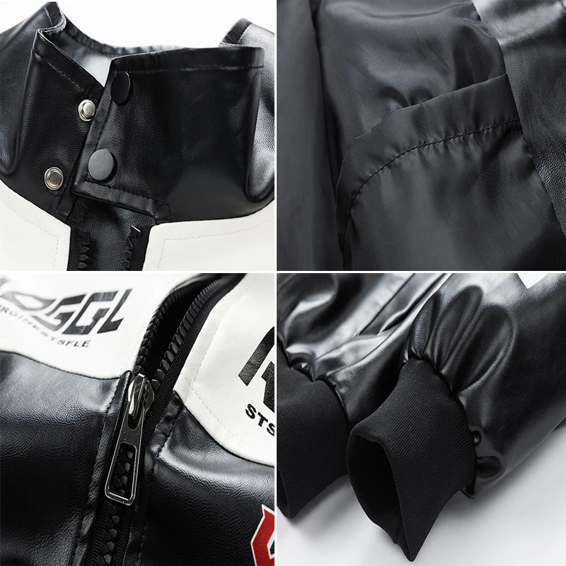 Куртка мужская из искусственной кожи модная уличная одежда мотоциклетные пальто