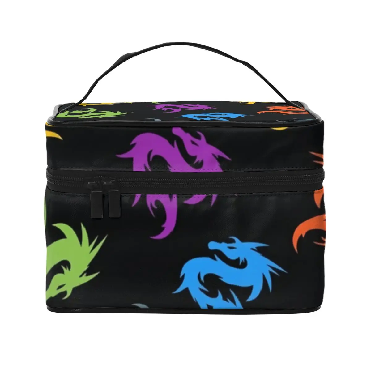 

Colorful Chinese Dragon Cosmetic Bags Dragons Art Woman Storage Organizers with Handle Organization For Necessaries Makeup Pouch