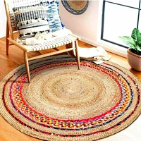 rug 100 natural jute and colored cotton thread braided style carpet rustic modern look rag rugs