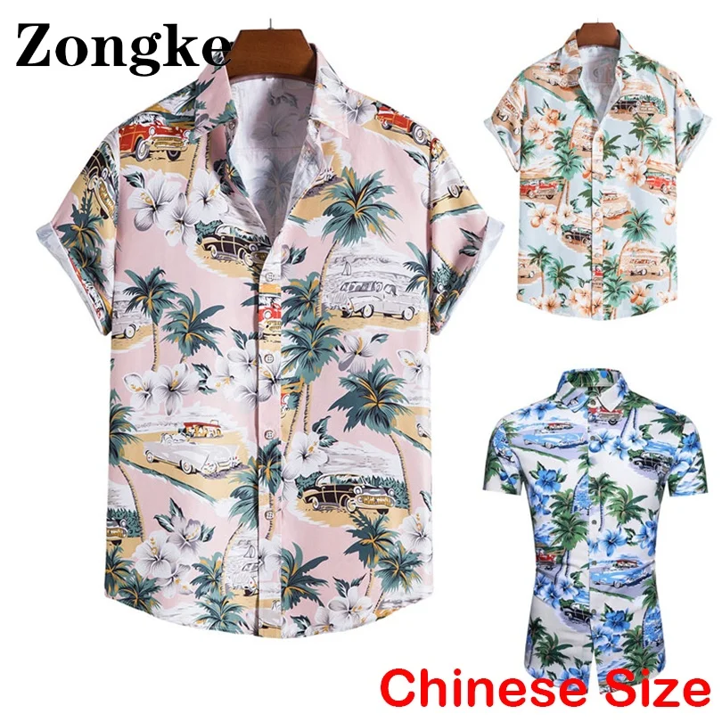 

Zongke гавайская рубашка мужская футболка с коротким рукавом мужская летняя одежда Харадзюку блузки китайский Размер 2XL 2022 новое поступление