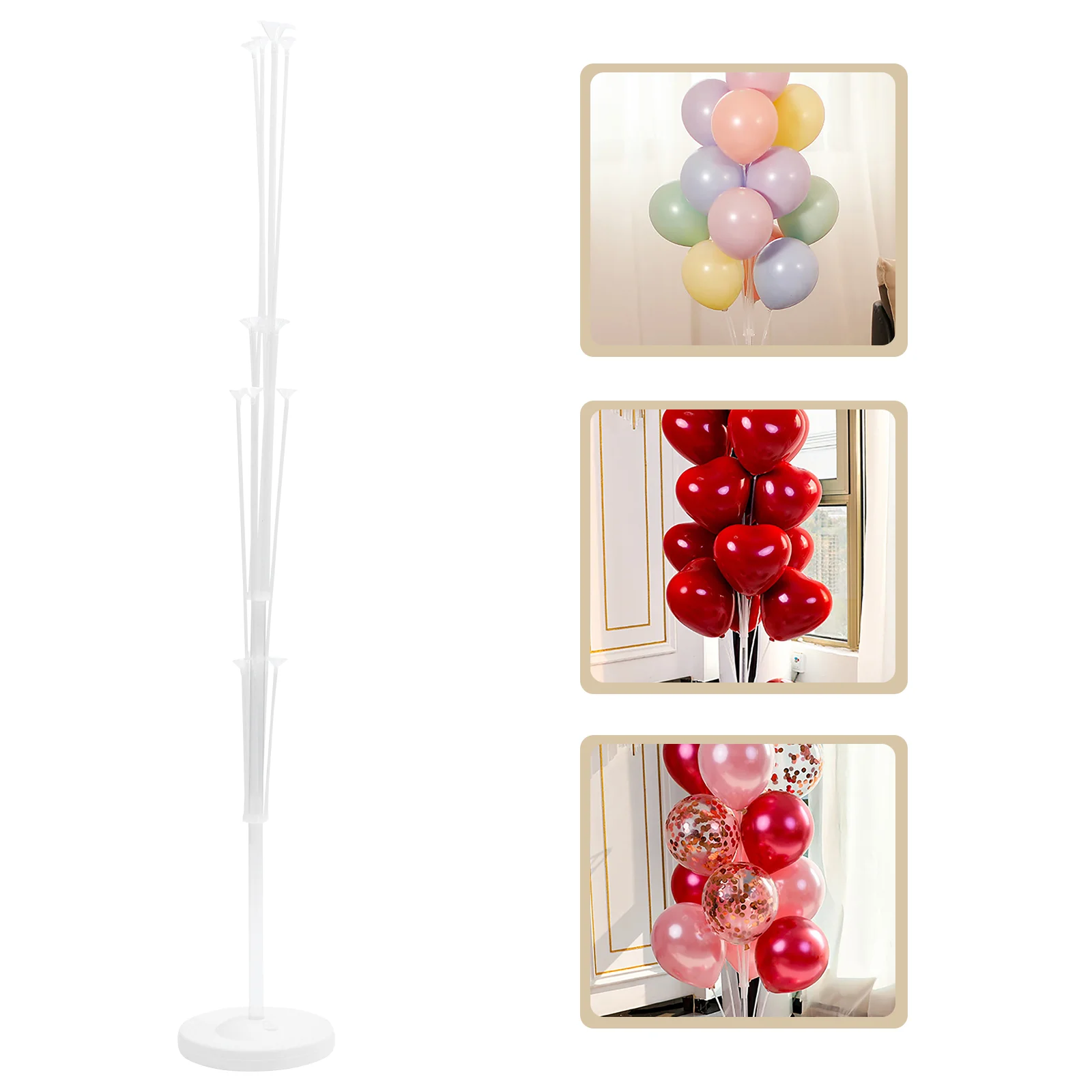 

2 Sets Balloon Column Stand Holder Balloons Scene Decor Floor Adornment Decorate Display Decorative White Plastic Ornament Baby