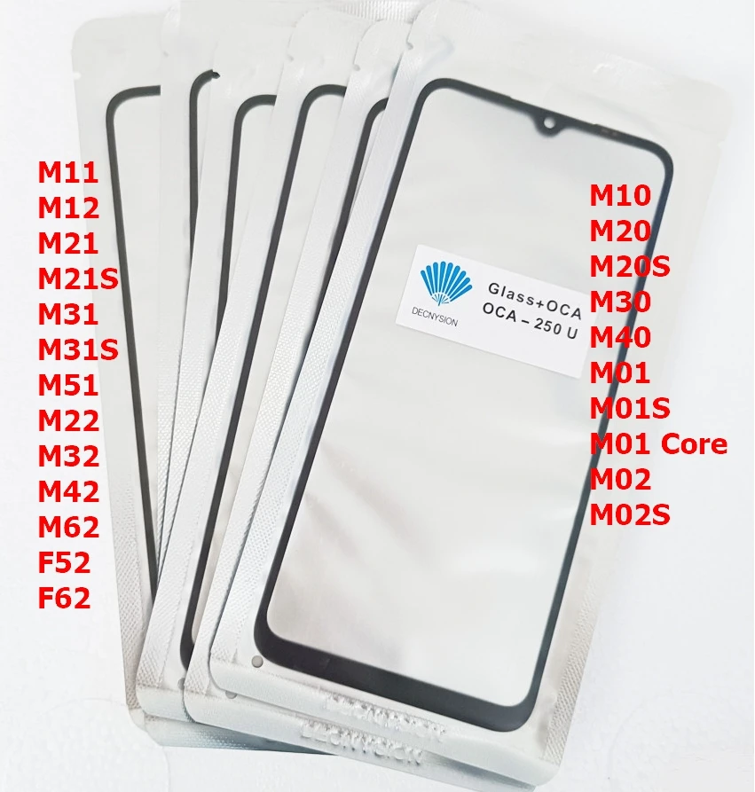 10 шт. для Samsung Galaxy M10 M20 M40 M11 M12 M21 M01 M02 M31 M31S M51 F52 F62 M22 M32 M42 M62 сенсорный передний Внешний стеклянный объектив OCA
