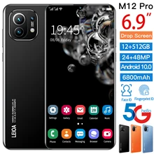 2022Global Version M12 Pro 6.7 Inch Smartphone Full Screen 6800mAh 10 Core 24+48MP 12+512GB Dual SIM Cellphones Celular 5G Phone