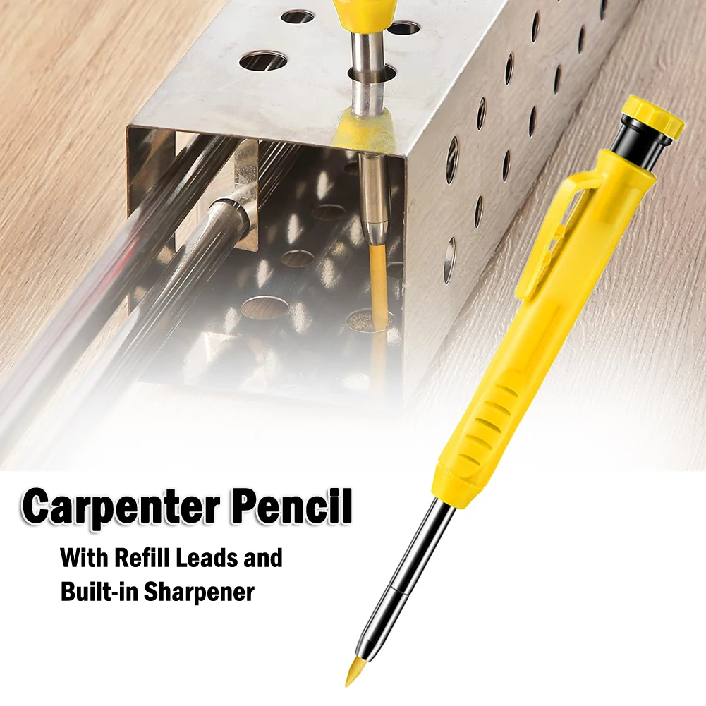 

Carpenter Pencil With Refill Leads And Built-In Sharpener For Deep Hole Marker Pencil Sharpener Metal Plastic Glass Wood Paper