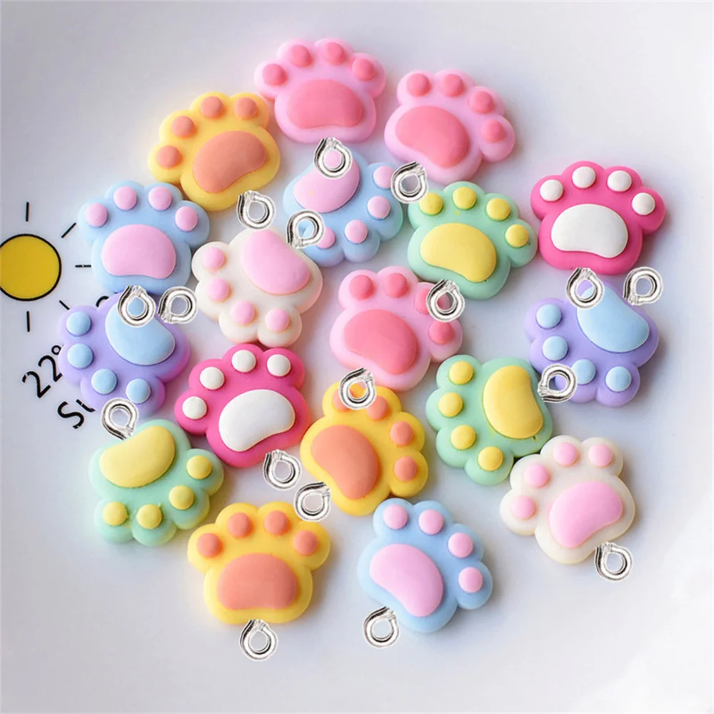 

10Pcs Mini Cat Claw Charms DIY Cartoon Animal Paw Resin Pendants for Jewelry Making Accessory Earring Necklace Bag Keyring Decor