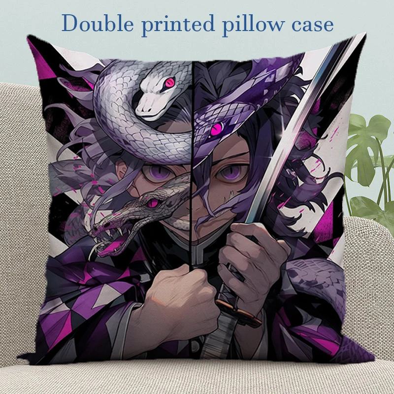 

Cushion Cover 45*45 Anime Demon Slayer Pillowcases for Pillows Silk Pillowcase Cushions Home Decor Pillow Covers Decorative Sofa