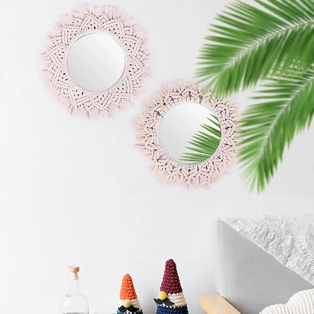 

Wall Hanging Mirror Tapestry Decorative Mirror Simple Style Makeup Mirror