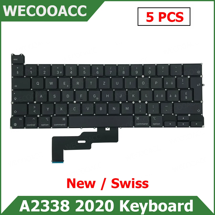 

Новая клавиатура для ноутбука A2338 5 шт./лот, сменная клавиатура для Macbook Pro 13 дюймов M1 A2338, швейцарская раскладка, 2020 год