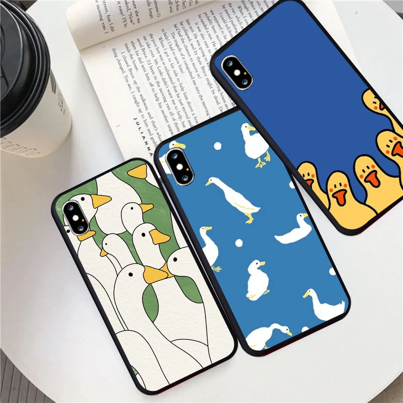 

Cute Duck cartoon pattern phone Case For IPhone 13 12 11 Pro Max Mini SE XR X XS Max 8Plus 7plus 6 soft6S New Shell phone Case
