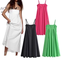 summer white dress for women party sling fashion spaghetti straps casual loose resort elegant sleeveless midi dress2022 new za