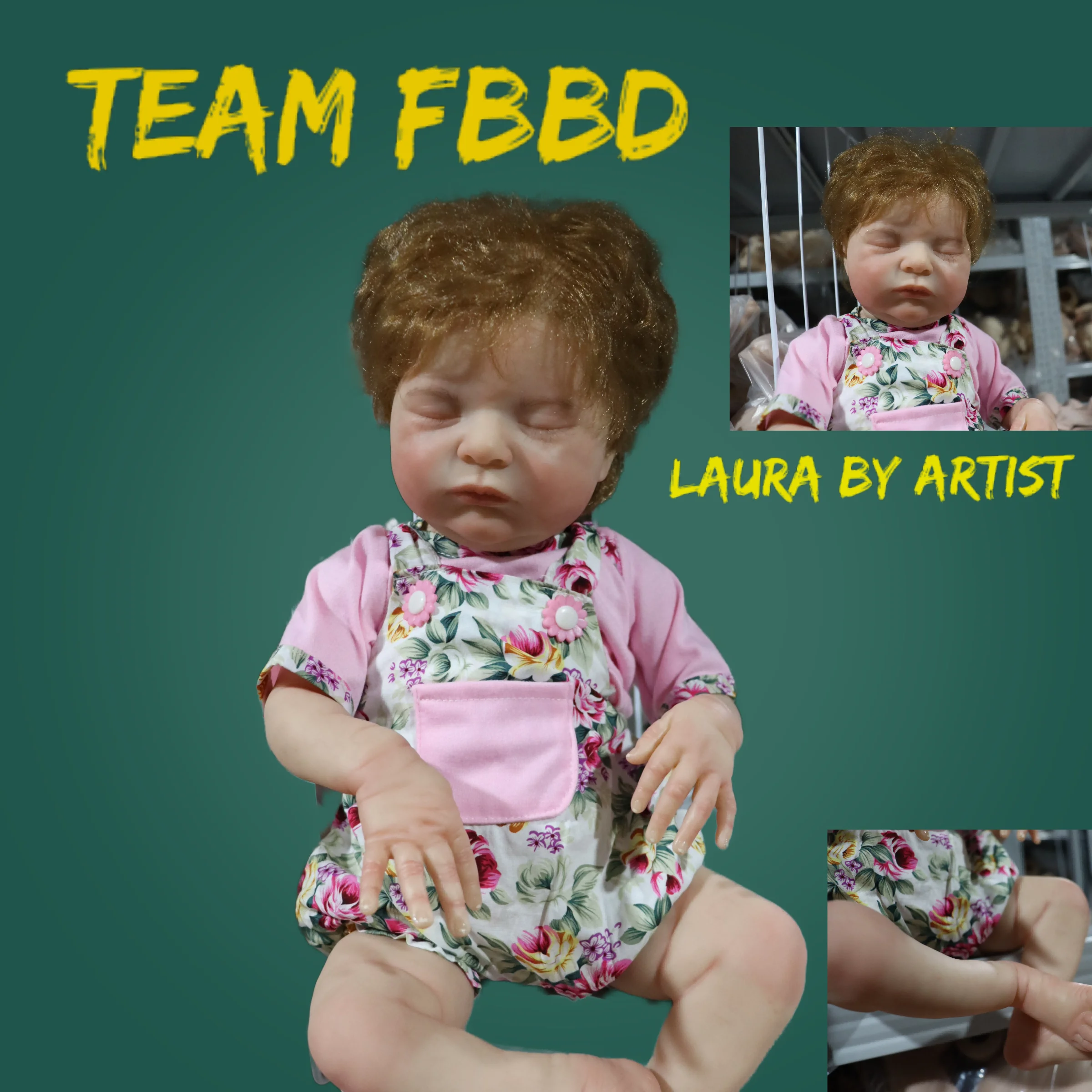 

Team FBBD 50CM Already Finished Bebe Reborn Laura With Hand-Rooted Hair Sleeping Baby Artist Doll Toys For Children Dolls