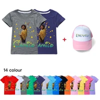 2022 disney encanto kids kawaii funny summer cartoon 3d tops boys girls short sleeve t shirts hats kids clothing