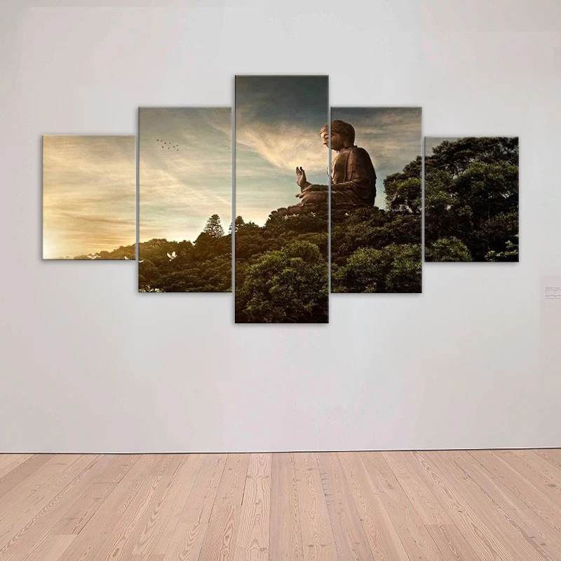 

Buddha Portrait Canvas Painting Landscape Wall New Hot Sell 5 Pcs HD Printed Art Home Decor For Living Room Canvas Painting