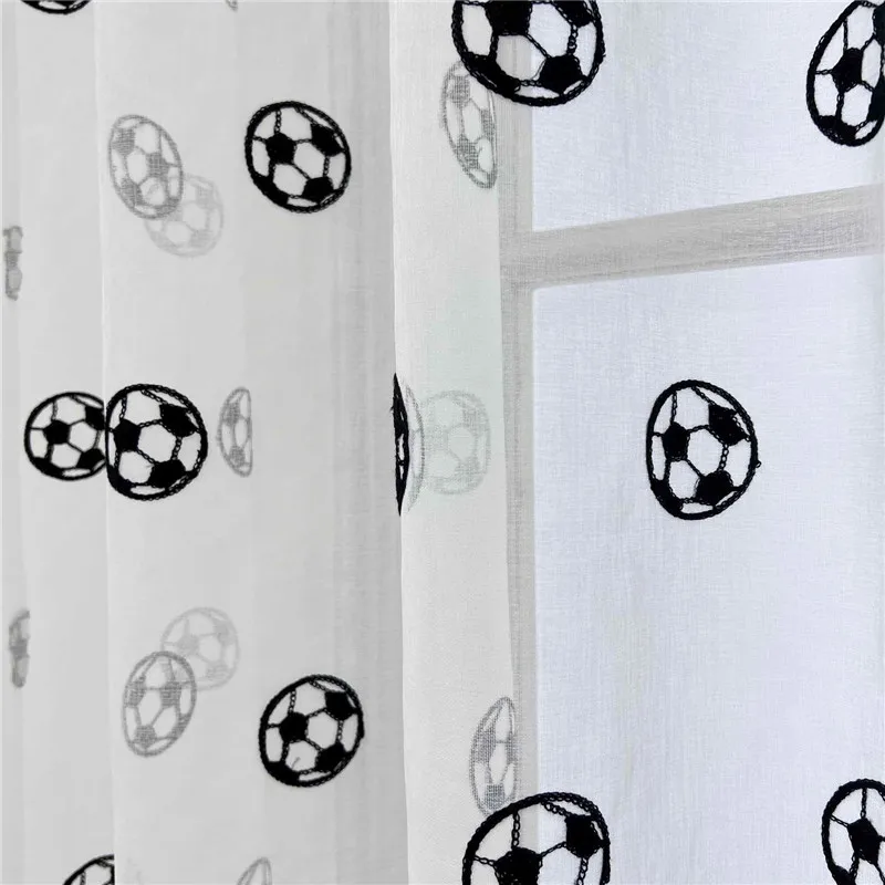 

Modern Cartoon 3D Football Embroidery Tulle Curtain For Children Room Boys Room Nursery Home Decor Sheer Voile Panel Custom