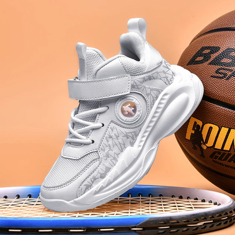 

Новая крутая обувь для подростков для мальчиков брендовая дизайнерская Баскетбольная обувь детская кожаная Нескользящая спортивная обувь...