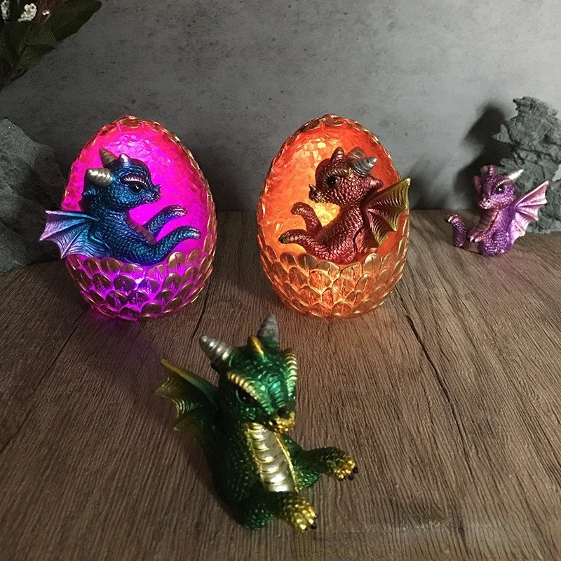 

Dinosaur Egg Statue Luminous Dragon Egg Ornaments Halloween Decorations Home Desktop Imitation Crystal Dinosaur Egg Ornaments