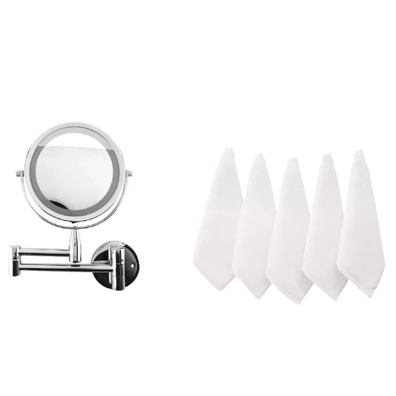 

Косметическое зеркало для ванной со светодиодной подсветкой, 1 комплект, увеличение 1X/3X, 7 полотенец, хлопок, белая мягкая искусственная кожа...