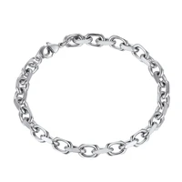 chainspro mens cable chain link stainless steel bracelet with lobster clasp silver tone 6mm 19cm cp785