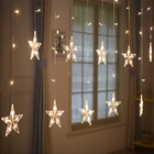 СВЕТОДИОДНАЯ Гирлянда со звездами, 220 В, вилка европейского стандарта, 2,5 м, Рождественская сказочная гирлянда, уличная Гирлянда-занавеска для вечерние ринки, свадьбы, праздника, Нового года, Декор