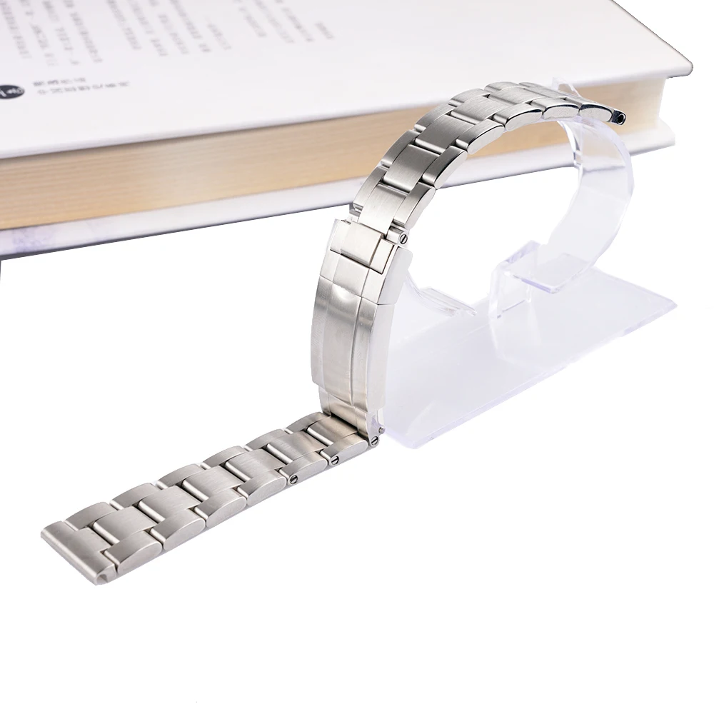 Rolamy 20 22mm Silver Brushed StainlessSteel Replacement Wrist Watch Band Strap Bracelet With Oyster Clasp For Rolex Seiko Tudor