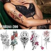 waterproof temporary tattoo color flower tatto sticker black and white large picture element flower tatoo sticker fake tattoo