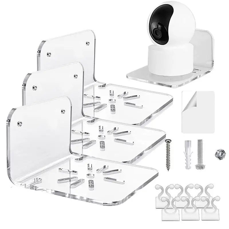 

Stick On Wall Shelf No Drill Acrylic Wall Speaker Stand Set Of 3 Camera Wall Mount Floating Wall Shelves Adhesive Shelf Bracket