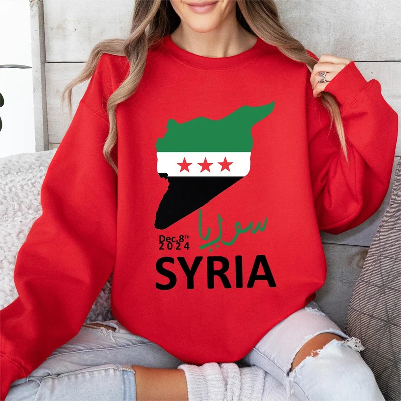 Фото Free Syria Grpahic Sweatshirt For Women Clothes 2024 Syria Flag Long Sleeved Street Casual Hoodie Pullovers Sports GYM Tops 6XL №2