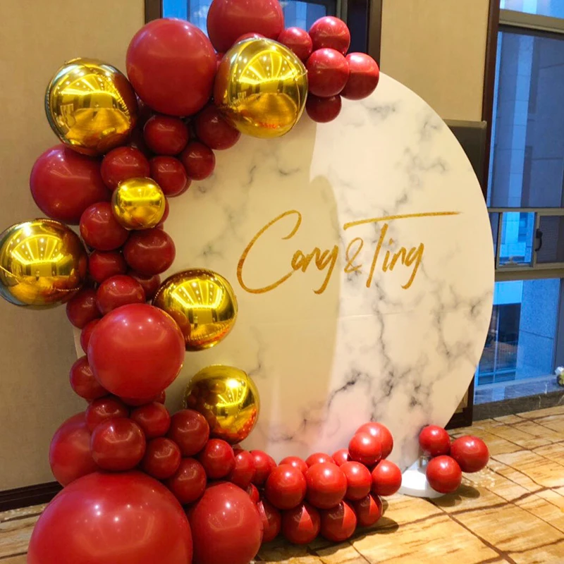 

119pcs Ruby Red Chrome Gold Balloon Arch 10inch/18inch/36inch Balloons Garland Kit Wedding Birthday Baby Shower Party Decoration